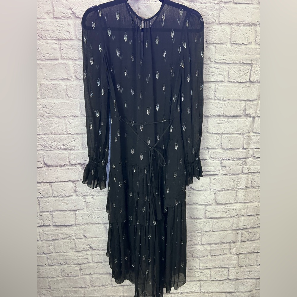 1192. Elegant Black Sheer Long Sleeve Dress - Picture 7 of 8